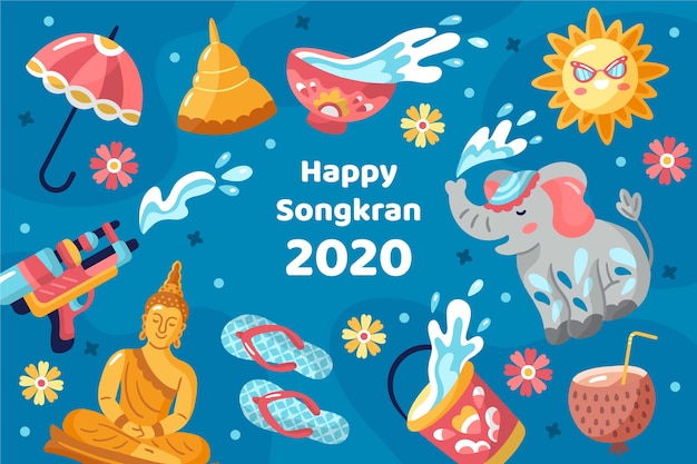 Concetto di songkran disegnato a mano