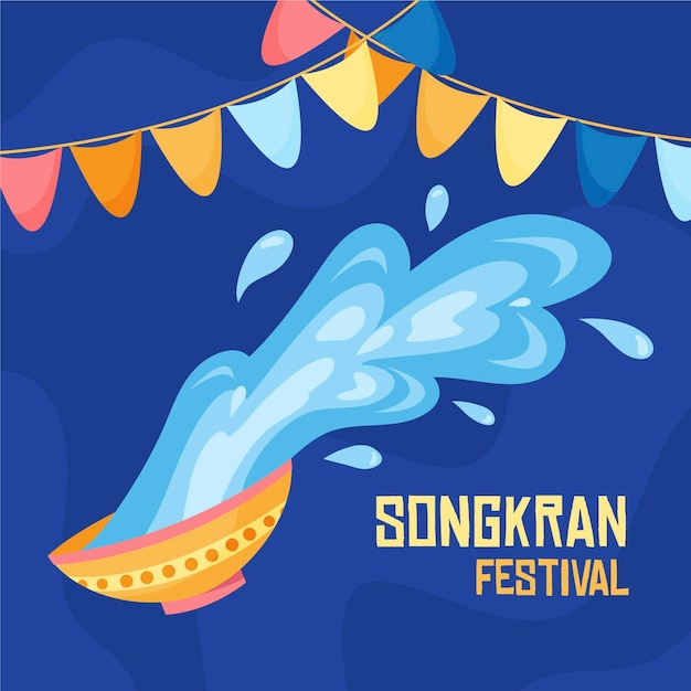 Illustrazione di songkran disegnata a mano