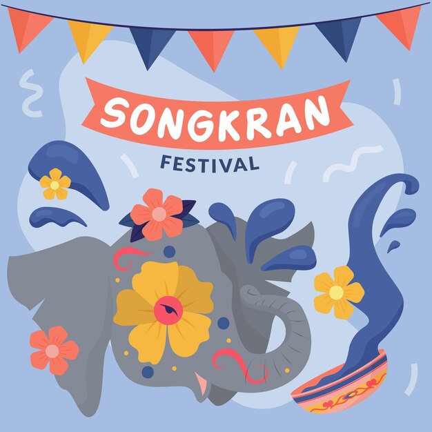 Illustrazione di songkran disegnata a mano