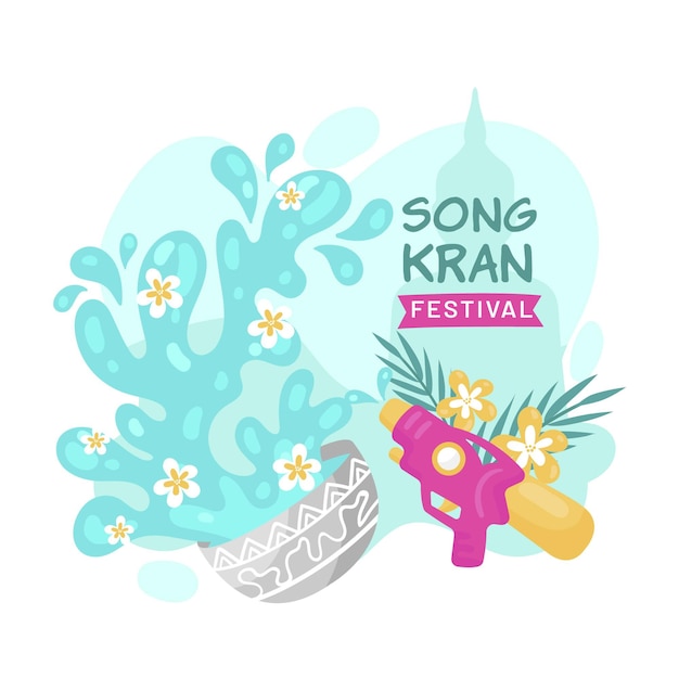 Vettore gratuito illustrazione di songkran disegnata a mano