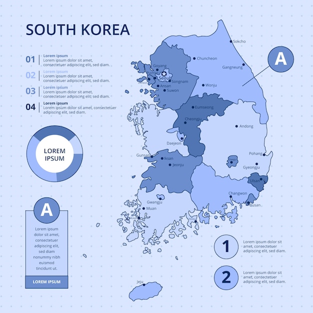 無料ベクター 手描き韓国地図イラスト