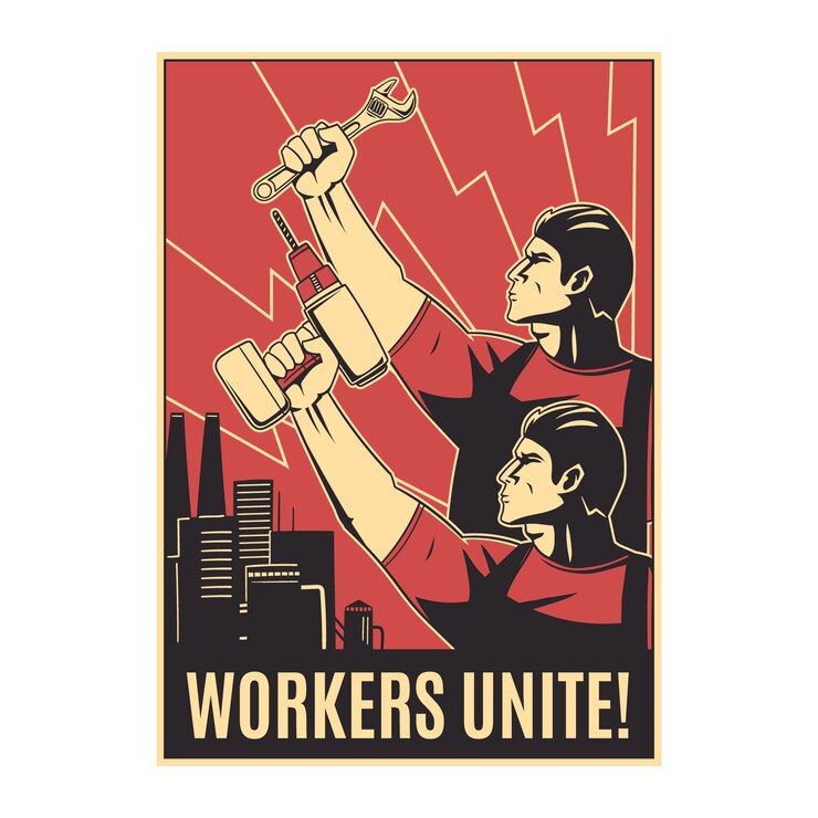 Free Vector hand drawn soviet propaganda poster template