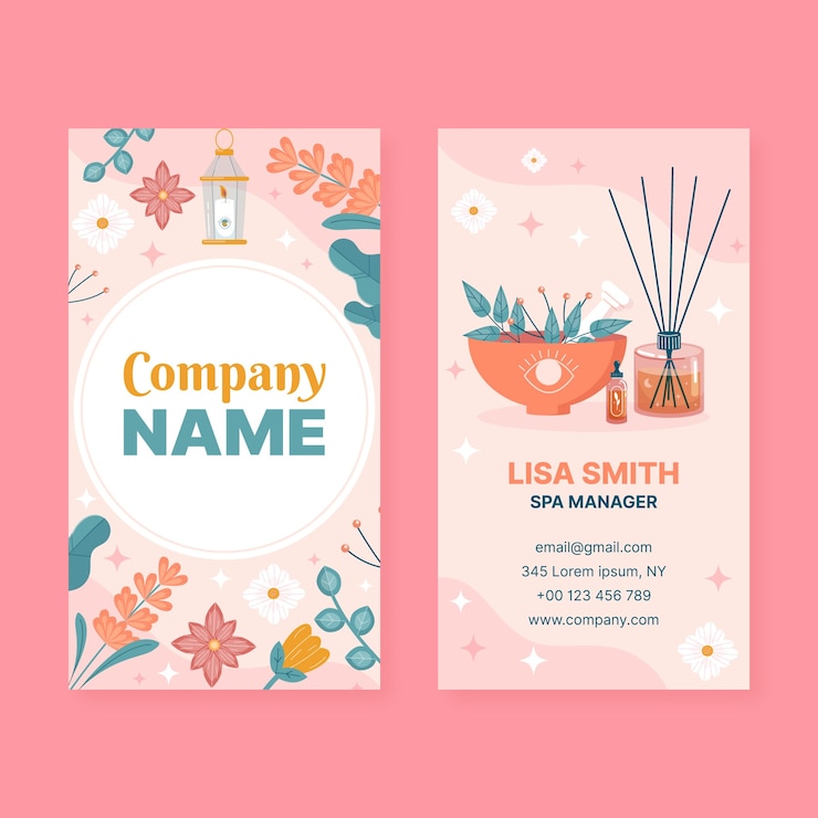 Free Vector hand drawn spa business card tempalte