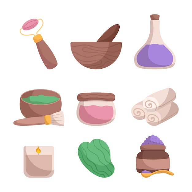 Free vector hand drawn spa elements