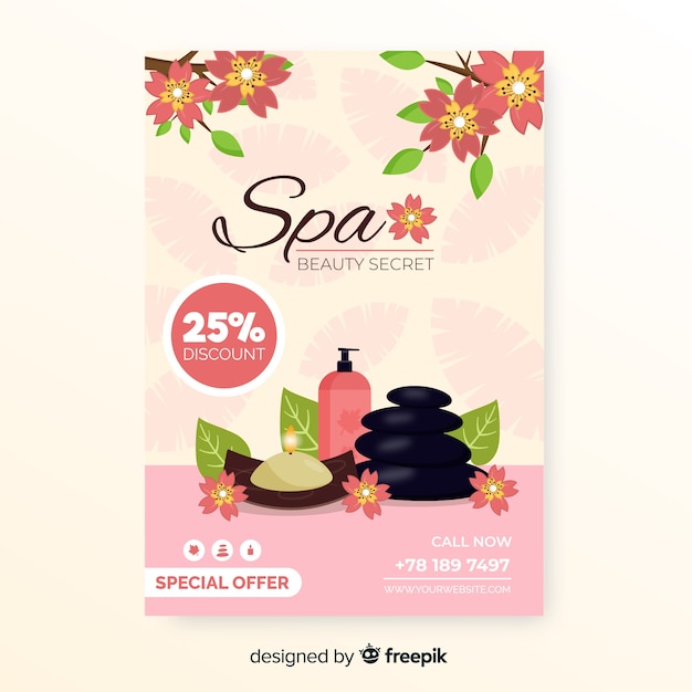 Hand drawn spa flyer template