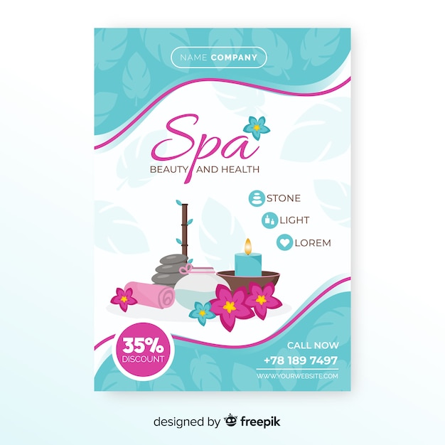 Free vector hand drawn spa flyer template