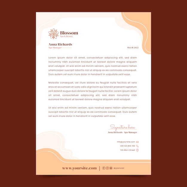 Free vector hand drawn spa and health letterhead template
