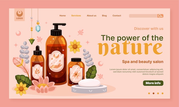 Free vector hand drawn spa landing page design