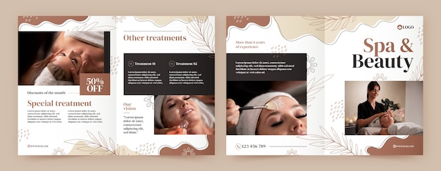 Free vector hand drawn spa treatment brochure