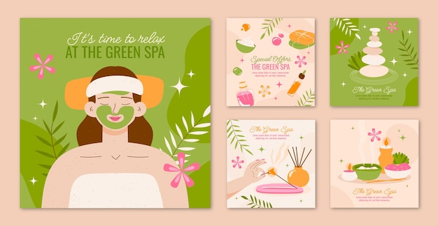 Hand drawn spa treatment instagram posts