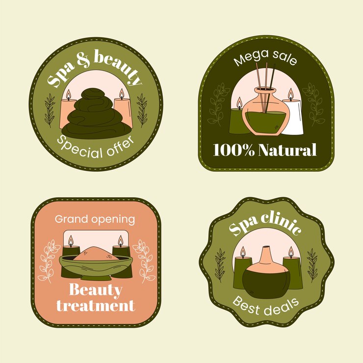 Free Vector hand drawn spa treatment labels
