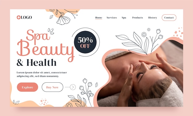 Hand drawn spa treatment landing page