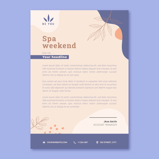 Free vector hand drawn spa treatment letterhead