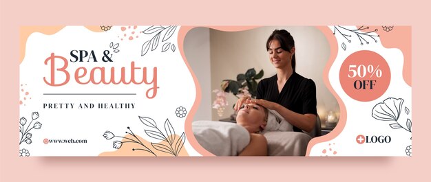 Hand drawn spa treatment twitter header