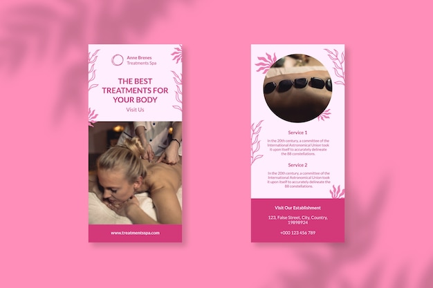 Free vector hand-drawn spa treatments rack card