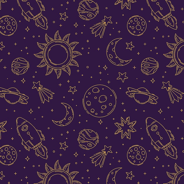 Free vector hand drawn space pattern design