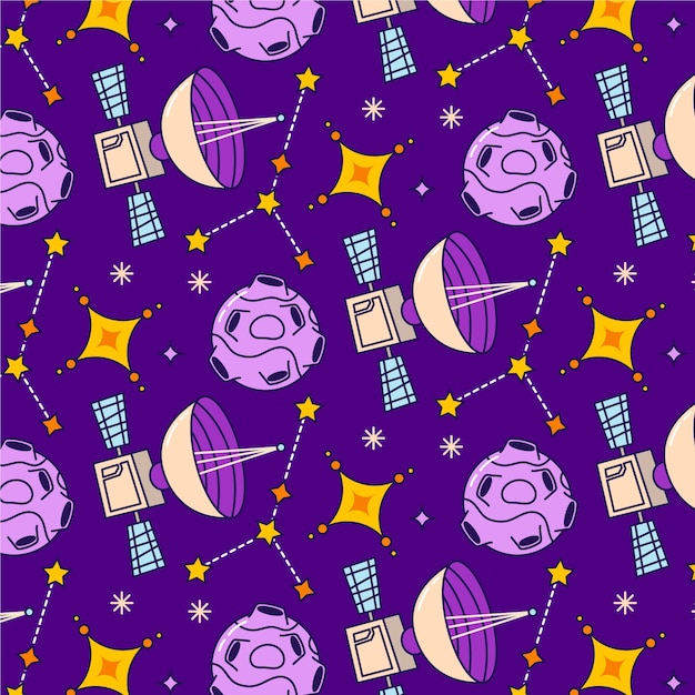 Free vector hand drawn space pattern design