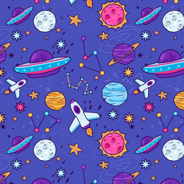 Free vector hand drawn space pattern design