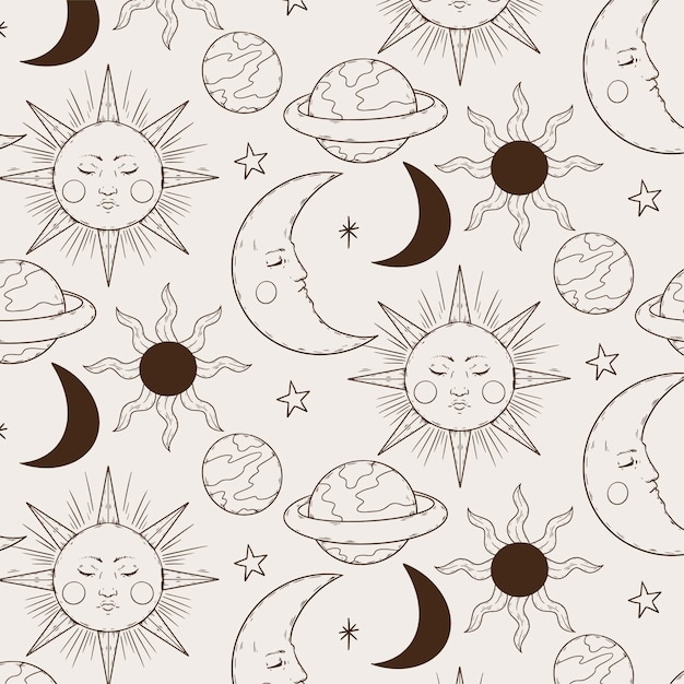 Free vector hand drawn space pattern