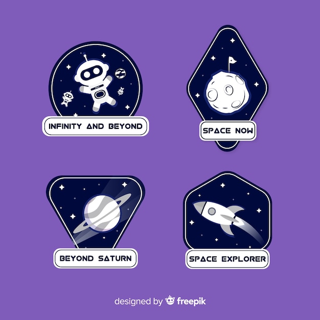 Free vector hand drawn space stickers collection