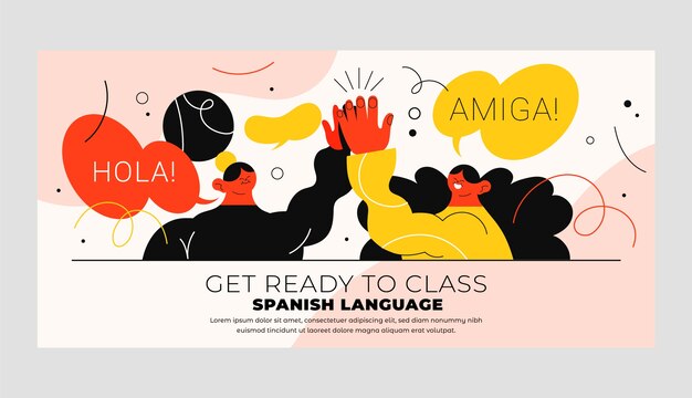 Hand drawn spanish language banner design
