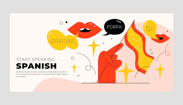 Free vector hand drawn spanish language banner design