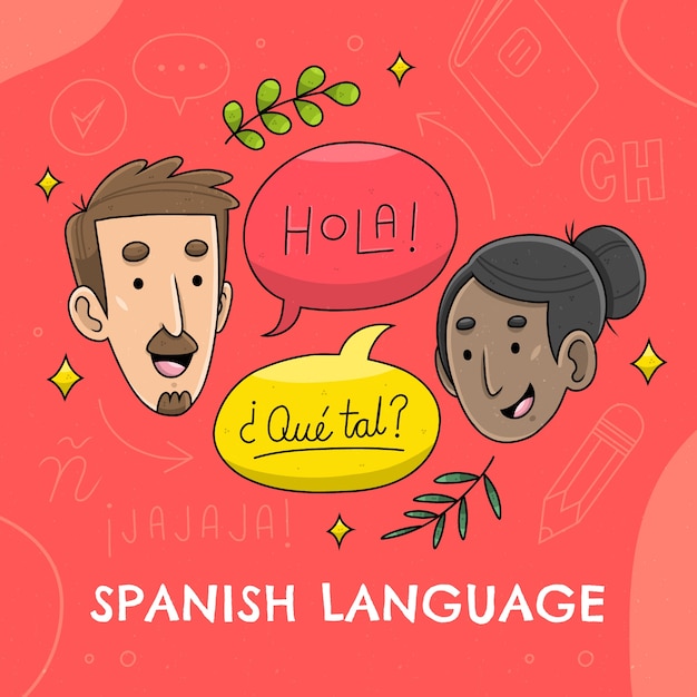 Нарисованная рукой иллюстрация испанского языка