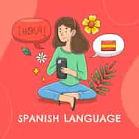 Free vector hand drawn spanish language illustration