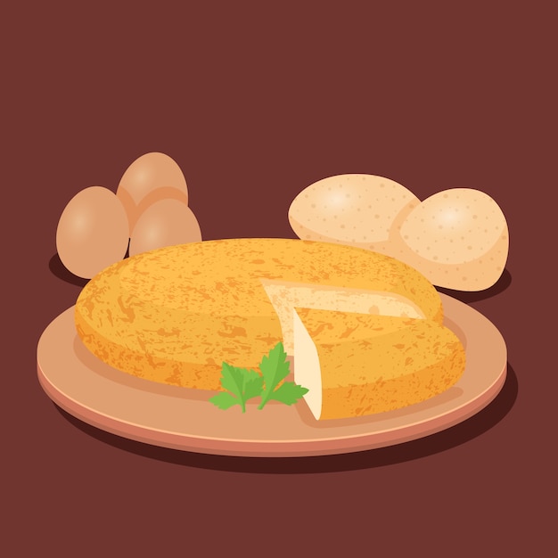 Hand drawn spanish omelette illustration