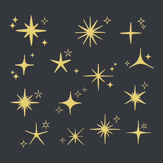 Free vector hand drawn sparkling star collection