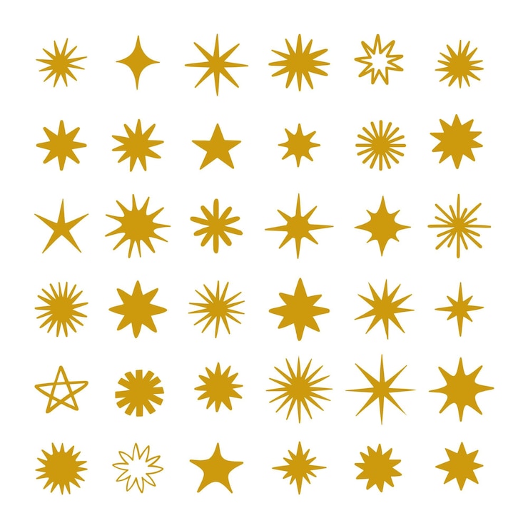 無料Vector 手描きの輝く星のコレクション