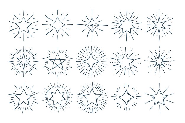 Doodle snowflakes. Variations of winter blue symmetrical snow flakes,  geometric frozen crystal icons Christmas New year decoration. Vector  collection Stock Vector Image & Art - Alamy