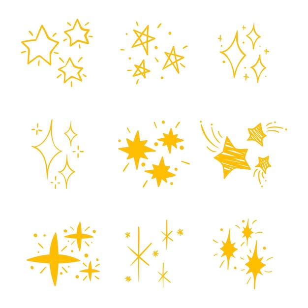 Free vector hand drawn sparkling star collection