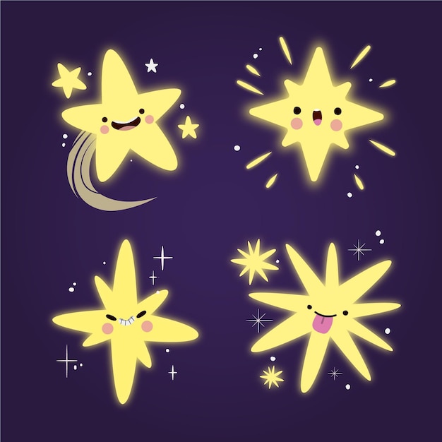 Free vector hand drawn sparkling star collection