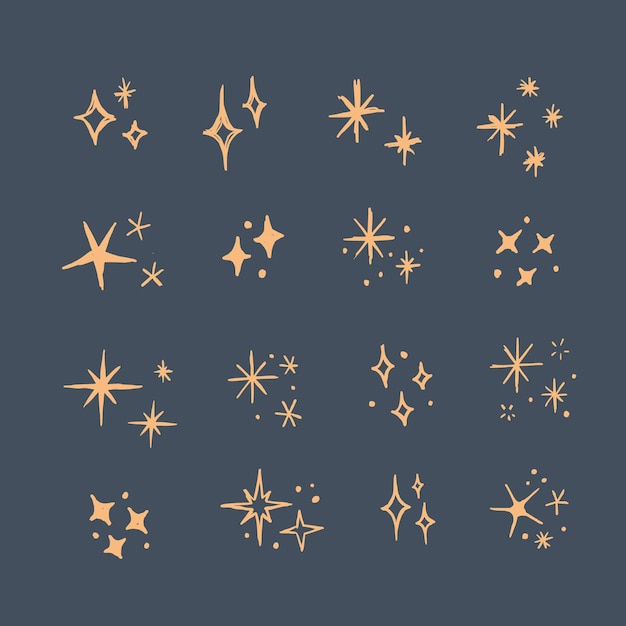 Hand drawn sparkling star collection