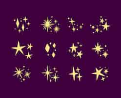 Free vector hand drawn sparkling star collection