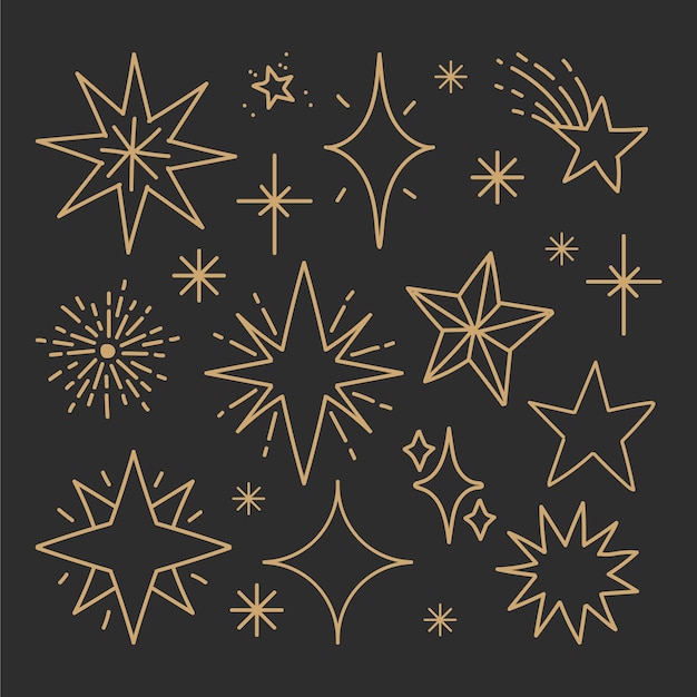 Free vector hand drawn sparkling star collection