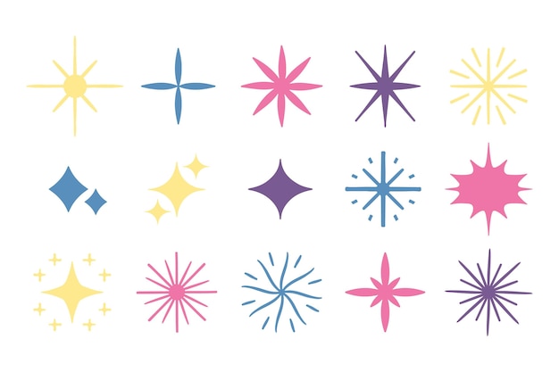 Free vector hand drawn sparkling star collection