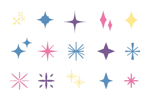 Free vector hand drawn sparkling star collection