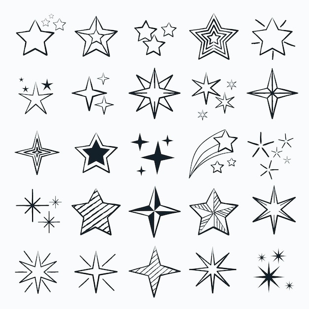 Free vector hand drawn sparkling star collection