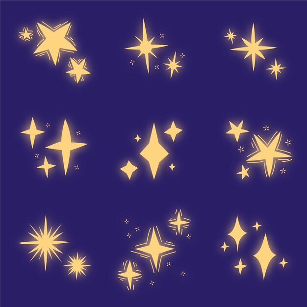 手描きの輝く星のコレクション