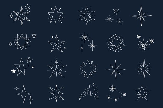 Hand drawn sparkling star collection