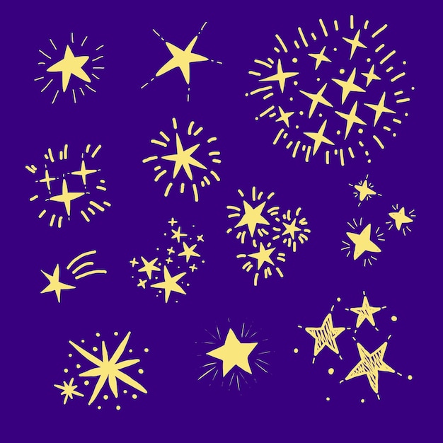 Free vector hand drawn sparkling star collection