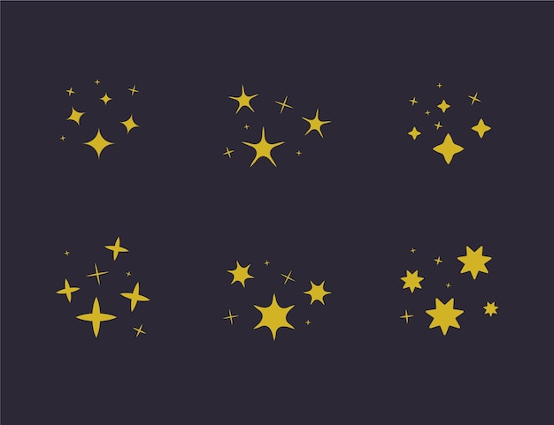 Hand drawn sparkling stars collection