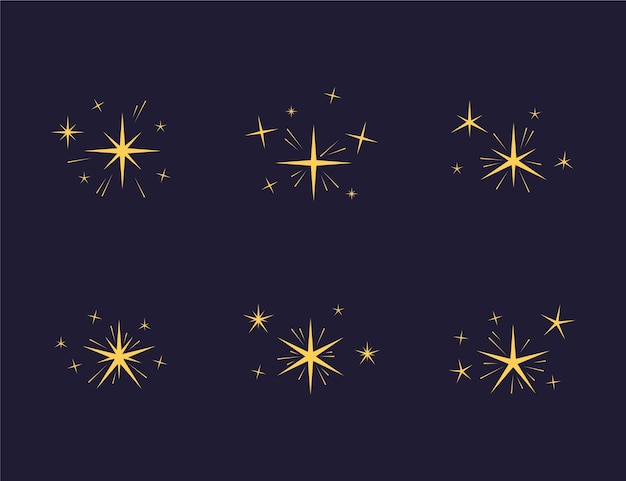 Free vector hand drawn sparkling stars collection