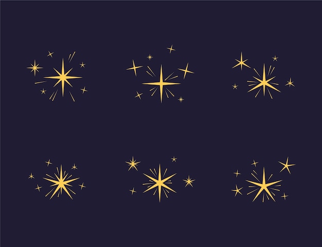 Hand drawn sparkling stars collection