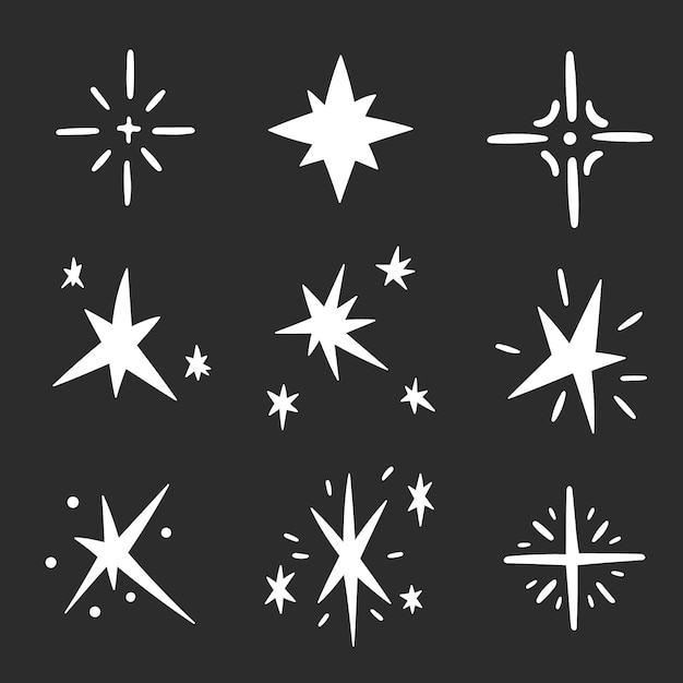 Collezione di stelle scintillanti disegnate a mano