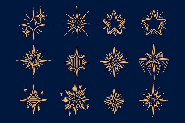 Free vector hand drawn sparkling stars collection