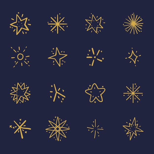 Free vector hand drawn sparkling stars collection