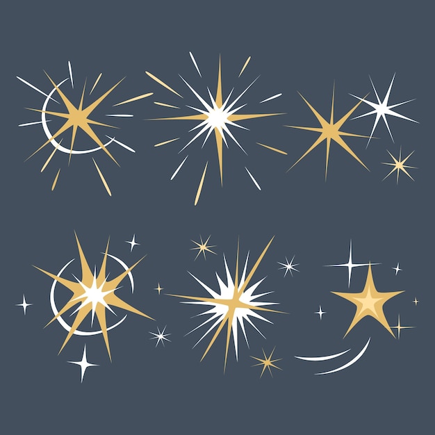 Hand drawn sparkling stars collection